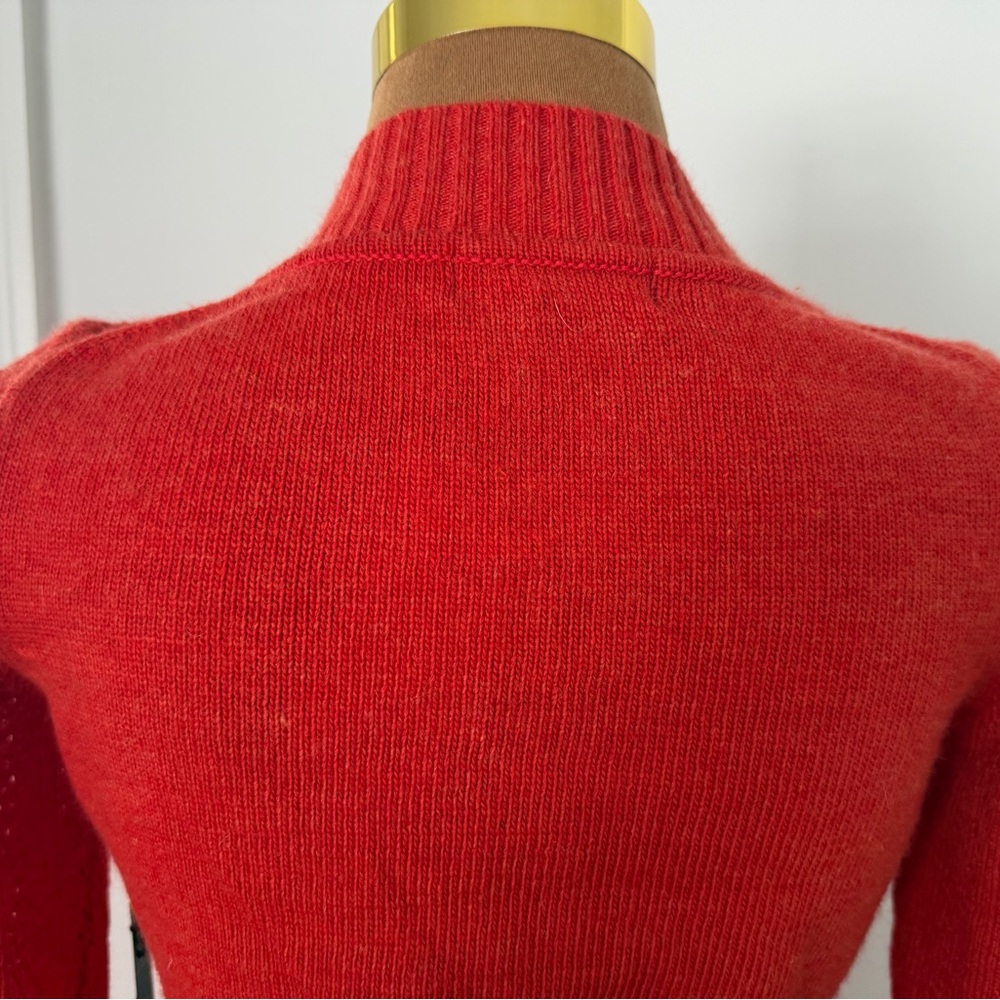 BCBG Max Azaria Burnt Orange Deep V Neck Sweater Tunic Wool Angora Large NWT - Picture 6 of 9